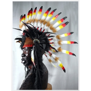 印第安酋長帽 cosplay 羽毛頭飾 酋長帽 印地安Warbonnet-(含運特價中)