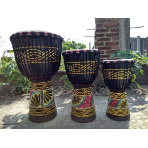 【自然傳統樂器屋】彩繪非洲鼓，Djembe金杯鼓，羊皮非洲鼓，實木雕刻手打鼓，非洲鼓，鼓動人心-50cm