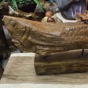 【自然屋精品】柚木裝飾魚 裝飾魚 擺飾魚 藝品 柚木 木製擺飾 魚 藝術 雕刻 手工 實木 擺設 裝飾 -柚木裝飾魚