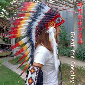 【自然屋精品】 印第安酋長帽 cosplay 羽毛頭飾 印地安酋長帽 化裝舞會 寫真道具走秀舞台表演 (含運特價)-現貨