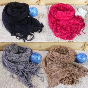 【自然屋精品】純天然圍巾 絲巾 風巾 手工編織 舒適 保暖 多色 穿搭 聖誕禮物 生日禮物 – 網紗紋