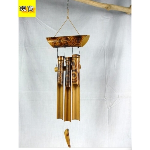 【自然屋精品】 風鈴 竹風鈴 巴里島風 椰殼風鈴 巴里島風鈴 自然風鈴 竹子風鈴 裝飾風鈴 吊飾 螺旋烙印竹風鈴(現貨)