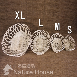 【自然屋精品】藤編 籐編 竹編籃 水果籃 早餐籃 食物籃 麵包籃 餐包籃 漢堡籃 蔬果籃 天然 - 橢圓藤編籃一組4入