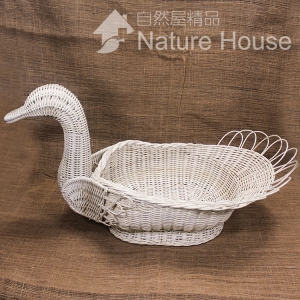 【自然屋精品】藤編 籐編 藤編動物籃 收納籃 創意動物 天鵝 水果籃 蔬果籃 零食籃 麵包藍 動物造型藤編籃 –天鵝