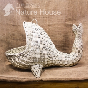 【自然屋精品】藤編 籐編 藤編動物籃 收納籃 創意動物 鯨魚 水果籃 蔬果籃 零食籃 麵包藍 動物造型藤編籃 –鯨魚