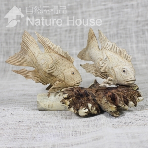 【自然屋精品】魚 雙魚 木雕雙魚 原木雙魚 木雕製品 擺飾 裝飾 自然風 峇厘島風 手工 藝品 飾品 fish