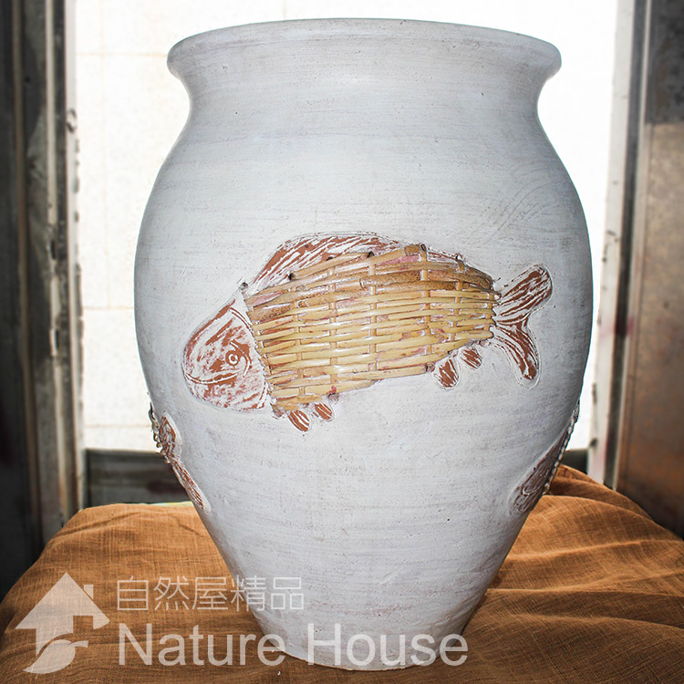 自然屋精品】大型低溫陶瓷瓶手工製作陶瓷器工藝品低溫陶瓷器瓷瓶