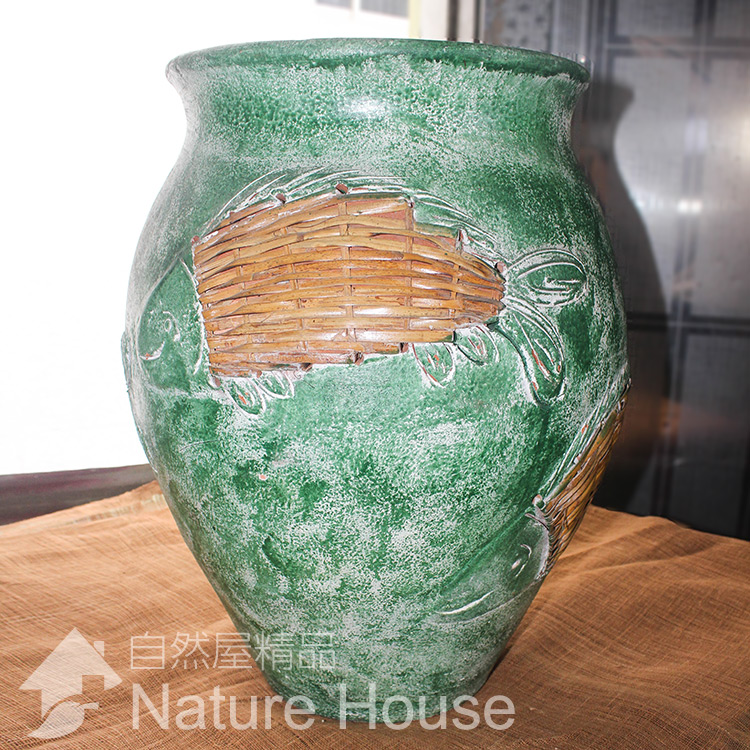 自然屋精品】大型低溫陶瓷瓶手工製作陶瓷器工藝品低溫陶瓷器瓷瓶