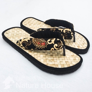 【自然屋精品】蠟染布草編拖鞋 涼鞋 拖鞋 草編拖鞋 夾腳拖鞋 海灘拖鞋 室內拖鞋 Batik slippers (預購)