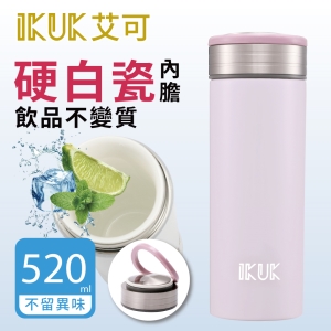 【IKUK】艾可陶瓷保溫杯-大好提款520ml漾甜粉(特大容量★咖啡裝滿外帶好easy)