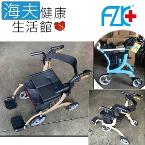 康復 四輪機械式助行器 (未滅菌)【海夫健康生活館】FZK 多功能四輪車 金色(FZK-3105)