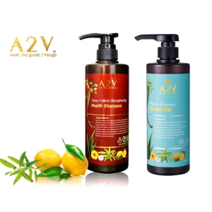 長榮生醫 A2V系列 - 天然摩洛哥堅果油洗髮精 + 芬多精SPA美肌嫩膚沐浴精華 - 2入/組