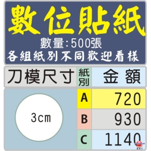 3公分圓型標籤貼紙