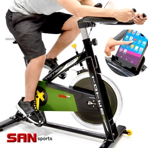 【SAN SPORTS 山司伯特】戰車18KG飛輪健身車(4倍強度) C165-019 (18公斤飛輪車.公路車自行車訓練機台.腳踏車美腿機.運動健身器材.推薦哪裡買ptt)