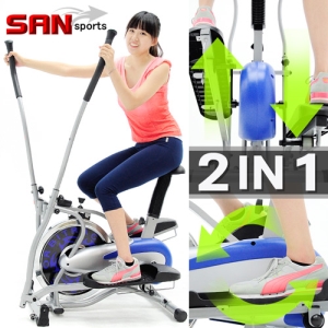 【SAN SPORTS 山司伯特】飛輪車2IN1手足健身車(結合踏步機+划船機+跑步機) C179-802 飛輪健身車滑步機美腿機.橢圓漫步機交叉訓練機.室內腳踏車.運動健身器材.推薦哪裡買