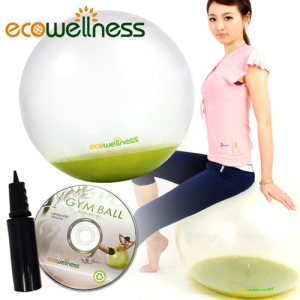 【ecowellness】透明PVC水晶韻律球(附打氣筒) C010-001C 60cm顆粒瑜珈球.健身球.彈力球.抗力球.彼拉提斯球.復健球.體操球.大球操.推薦哪裡買