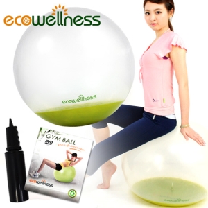 【ecowellness】透明水晶韻律球 C016-001C 60cm顆粒瑜珈球.健身球.彈力球.抗力球.彼拉提斯球.復健球.體操球.大球操.推薦.哪裡買