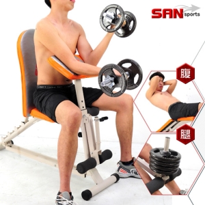 【SAN SPORTS 山司伯特】第二代怪力重量訓練機+二頭肌板 C080-6007 (啞鈴椅舉重椅.躺舉坐舉舉重床.重力訓練機.仰臥起坐板.仰臥板.推薦哪裡買)