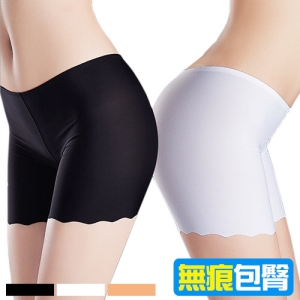 冰絲無痕安全褲 E309-008 (波浪邊平口打底褲.防走光內褲三分褲.四角生理褲衛生褲.平角內搭褲保險短褲.推薦哪裡買)