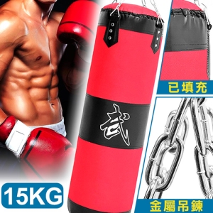 BOXING懸吊式15KG拳擊沙包 C195-2815 (已填充)拳擊袋沙包袋.懸掛15公斤沙袋.拳擊打擊練習器.搏擊泰拳武術散打格鬥訓練.出氣筒出氣桶.運動健身器材.推薦哪裡買ptt