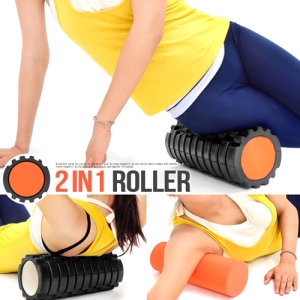 2in1中空瑜珈滾輪＋按摩滾輪 C113-5711 (33公分EVA美人棒.指壓瑜珈棒13吋33CM瑜珈柱.狼牙棒顆粒滾筒.FOAM ROLLER推薦哪裡買)