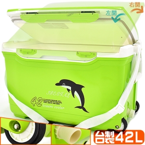 台灣製造 全掀蓋＋左右開42L冰桶 P062-D425 (42公升冰桶行動冰箱.移動輪子釣魚冰桶.保冰桶冰筒保冷桶保冰箱保冷箱.冷藏箱保溫桶保溫箱.保冰袋保鮮袋保溫袋.擺攤休閒汽車戶外露營用品.便宜推薦哪裡買ptt)