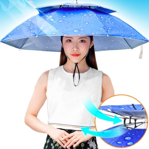 雙層透氣晴雨傘帽 D254-888 (頭戴式遮陽傘.防曬銀膠釣魚傘兩用傘.抗UV遮陽帽子摺疊傘折疊傘.戶外傘露營傘斗笠.加大傘面折傘摺傘.下雨天防風防水雨具.推薦哪裡買ptt)