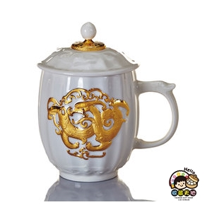【收藏天地】乾唐軒活瓷系列＊尊龍高杯-雪花白款／按摩 舒緩 碧璽 電氣石 養生 健康 負離子