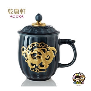 【收藏天地】乾唐軒活瓷系列＊尊龍高杯-礦藍釉款／按摩 舒緩 碧璽 電氣石 養生 健康 負離子