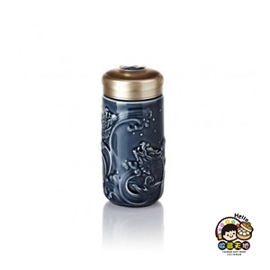 【收藏天地】乾唐軒活瓷系列＊躍龍門隨身杯-礦藍釉款／按摩 舒緩 碧璽 電氣石 養生 健康 負離子