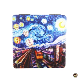 【收藏天地】台灣紀念品＊雙面隨身鏡-十分車站天燈∕小物 送禮 文創 風景 觀光  禮品