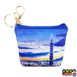 【收藏天地】台灣紀念品＊插畫零錢包 -101美麗晨曦 ∕皮夾 錢包 禮物 文創 可愛 小物