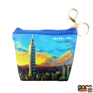 【收藏天地】台灣紀念品＊插畫零錢包 -101落日 ∕皮夾 錢包 禮物 文創 可愛 小物