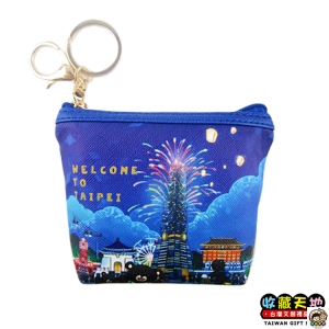 【收藏天地】台灣紀念品＊插畫零錢包 -101煙火 ∕皮夾 錢包 禮物 文創 可愛 小物