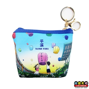 【收藏天地】台灣紀念品＊插畫零錢包 -平溪放天燈 ∕皮夾 錢包 禮物 文創 可愛 小物