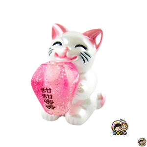 【收藏天地】台灣紀念品＊大貓抱天燈夜光冰箱貼-粉 ∕  磁鐵  彩繪 觀光 禮品 辦公小物 生活用品 居家裝飾