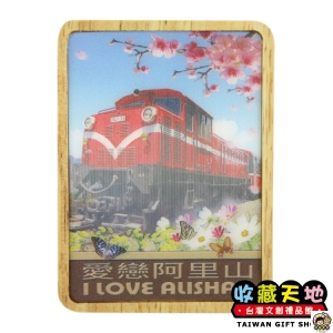 【收藏天地】台灣紀念品＊木頭3D立體風景冰箱貼 - 阿里山