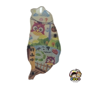 【收藏天地】台灣紀念品＊寶島造型木質冰箱貼-台灣好山水 ∕ 磁鐵 觀光 禮品 愛國 景點 手信