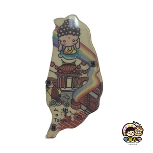 【收藏天地】台灣紀念品＊寶島造型木質冰箱貼-彰化大佛 ∕ 磁鐵 觀光 禮品 愛國 景點 手信