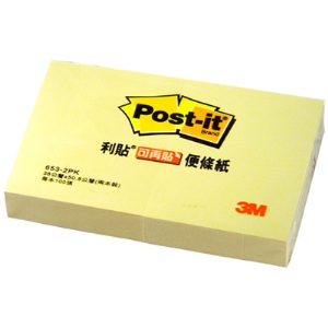 3M 653-2PK 黃 可再貼便條紙1.5x2