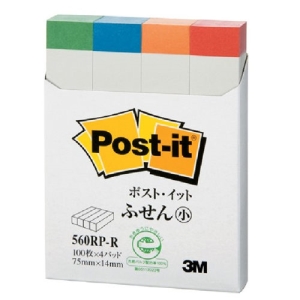 3M 560RP-R 可再貼付簽紙4色14×75mm