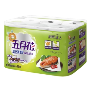 【五月花】60組 超強韌廚紙巾/紙抹布 (1袋6捲)
