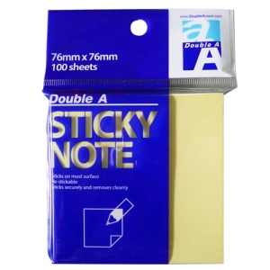 Double A 黃 76x76mm 便利貼 (100張/包)