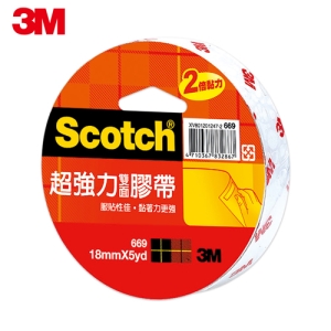 【3M】669 18mm×5yds 超強力棉紙雙面膠帶