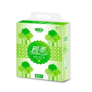 百吉牌親柔抽取式衛生紙100抽X8包X8串/箱 (整箱出貨)