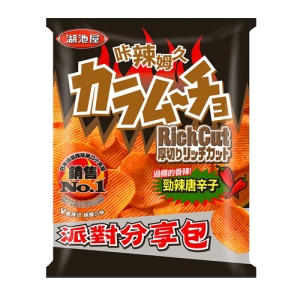 【湖池屋】卡辣姆久厚切洋芋片-勁辣唐辛子口味-145gX6包(箱)(派對分享包)