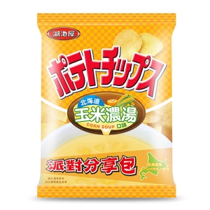 【湖池屋】洋芋片平切-北海道玉米濃湯口味150gX6包(箱)(派對分享包)
