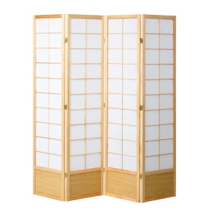 【全球生活家】日式典雅四片式實木屏風-原木色/黑色-180cm 台灣製(JP-S180-4)