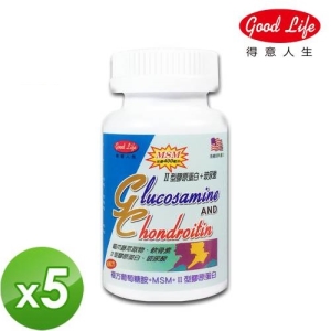 【得意人生】新葡萄糖胺 II型膠原蛋白＋玻尿酸 (60錠/瓶) 五入組【限時搶購】