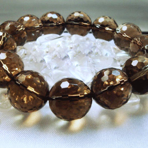 晶鑽水晶】茶水晶手鍊14mm AA級鑽石切角度- 晶鑽水晶寶石精品- i郵購